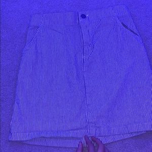 grey and white striped mini skirt